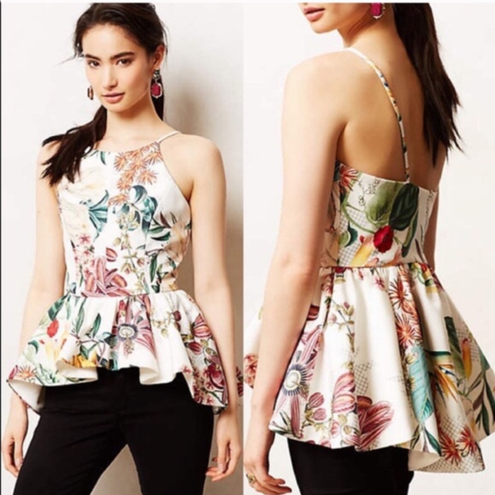 Anthropology CAMEO Dahlia Peplum Top. S